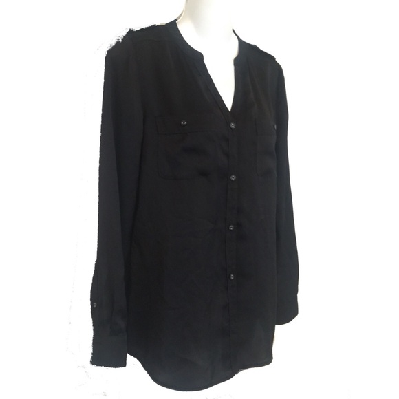 Trouve Slim Sleek Modern Button Down Blouse Top - Picture 4 of 7